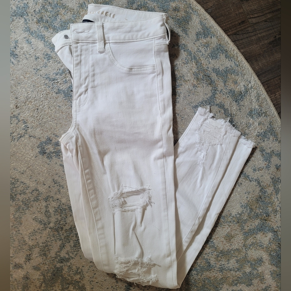 Distressed White Jeans